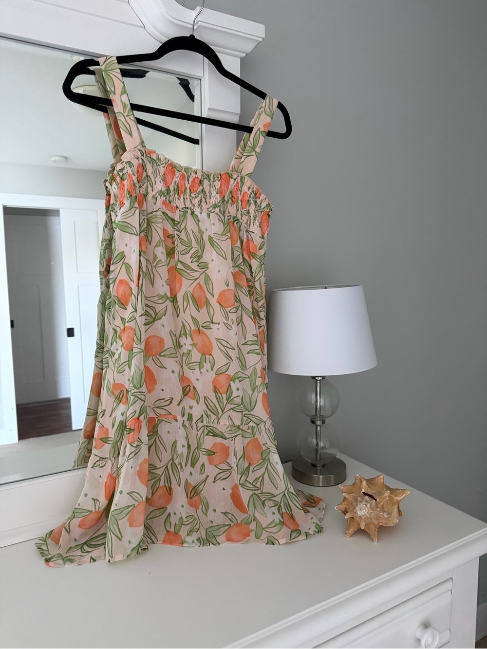 Sleeveless Peach Print Sundress - Cream & Peach